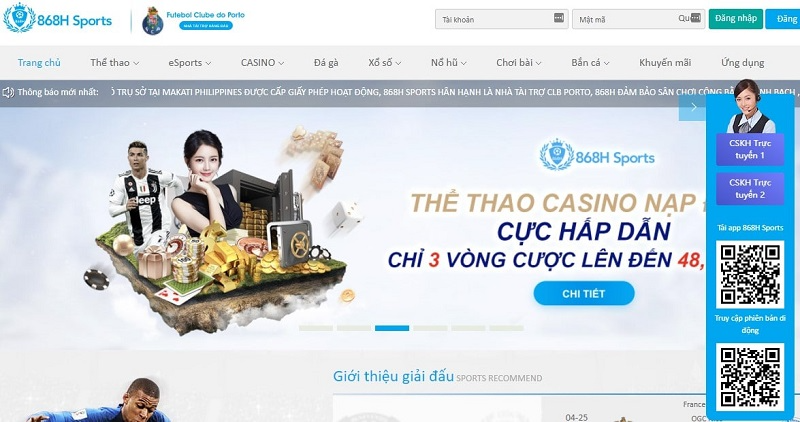 868H – Đẳng cấp giải trí trực tuyến chuẩn quốc tế